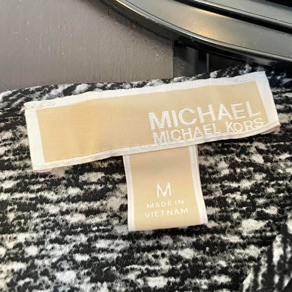 Black and White Michael Kors Blouse with Bell Sleeves: Size M - Picture 4 of 8